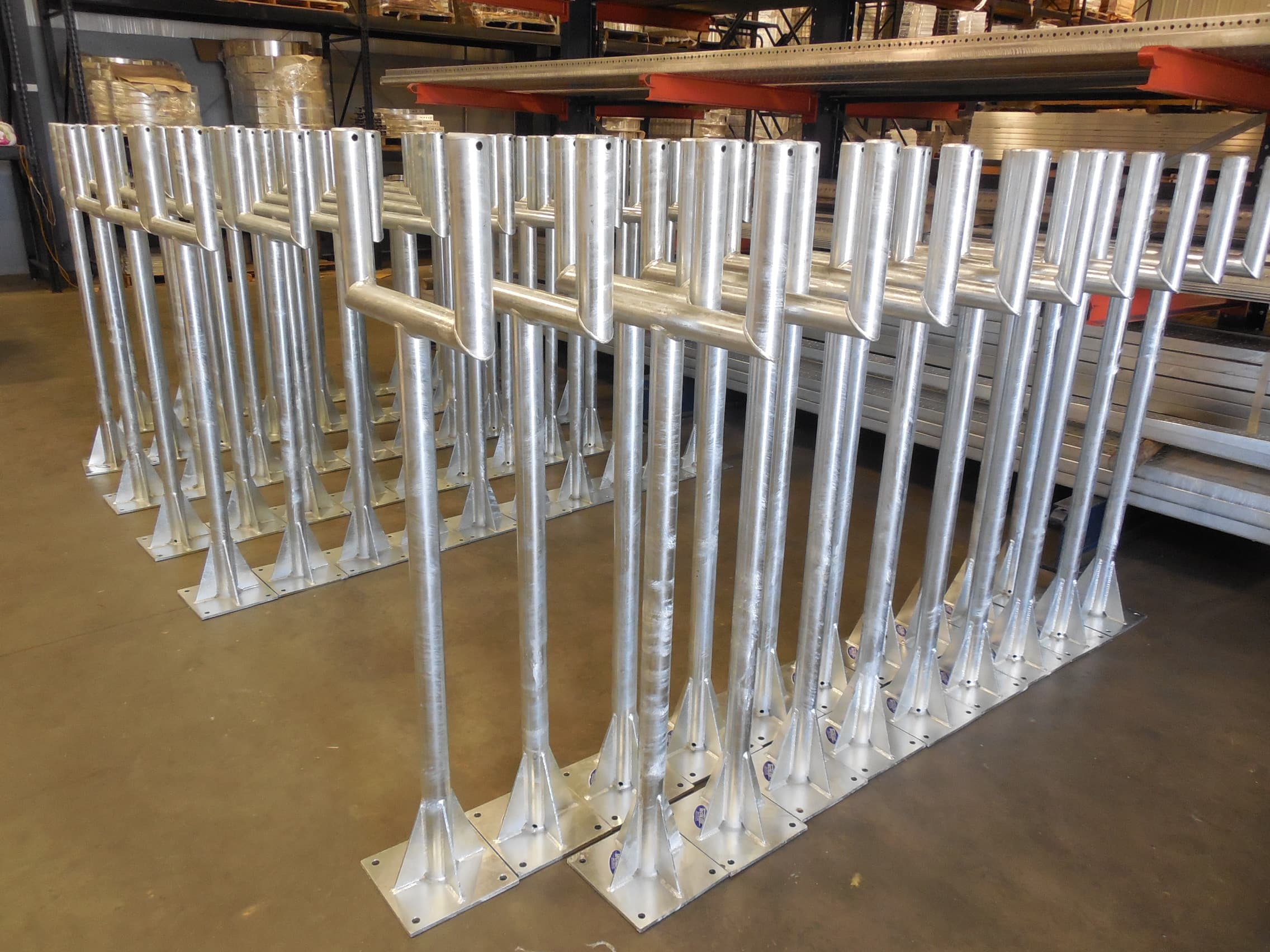 TechLine galvanized double instrument stands in production