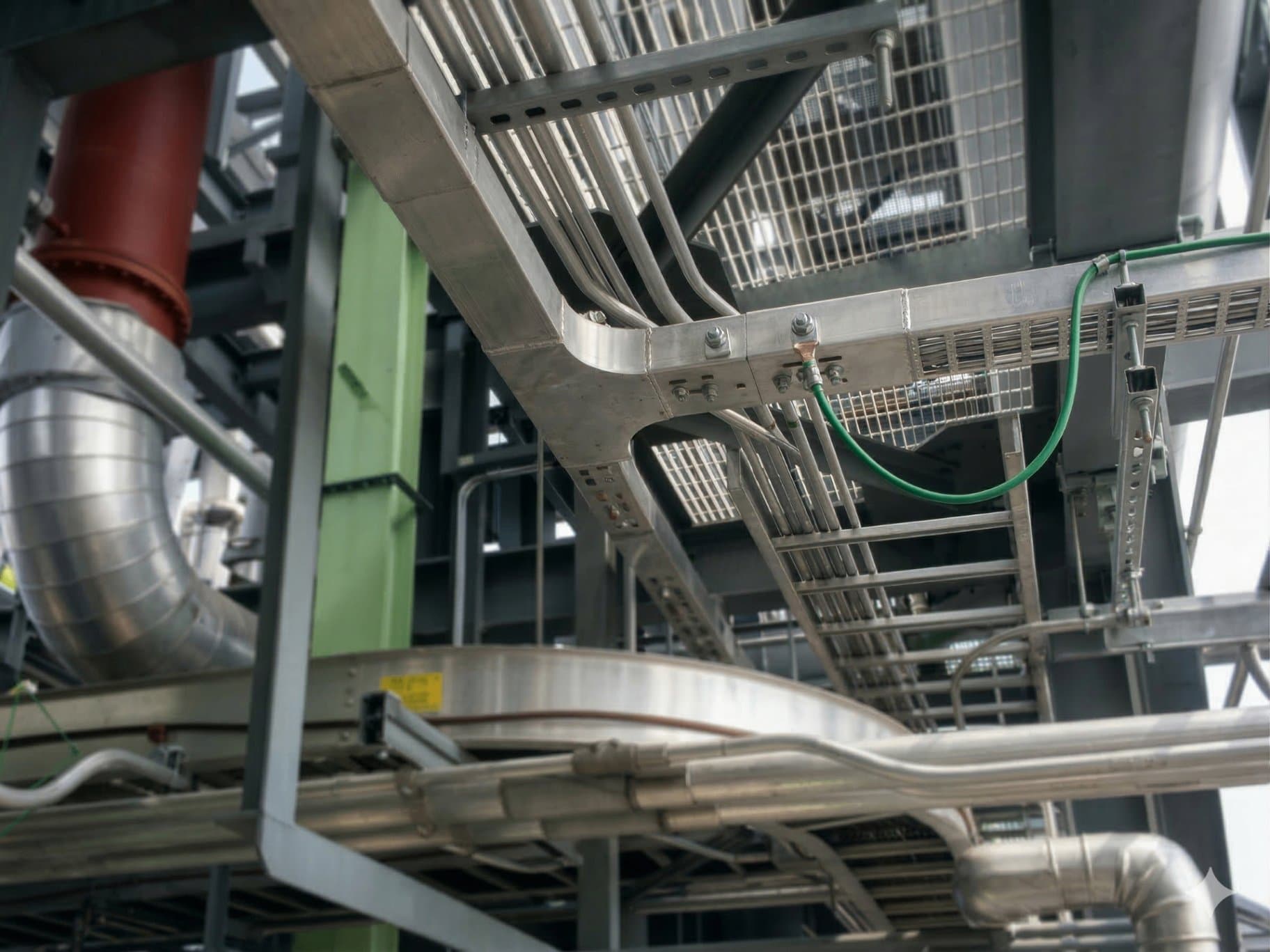 Instrument cable routing in a process plant showing Snap Track channel cable tray supporting multiple instrument cable runs